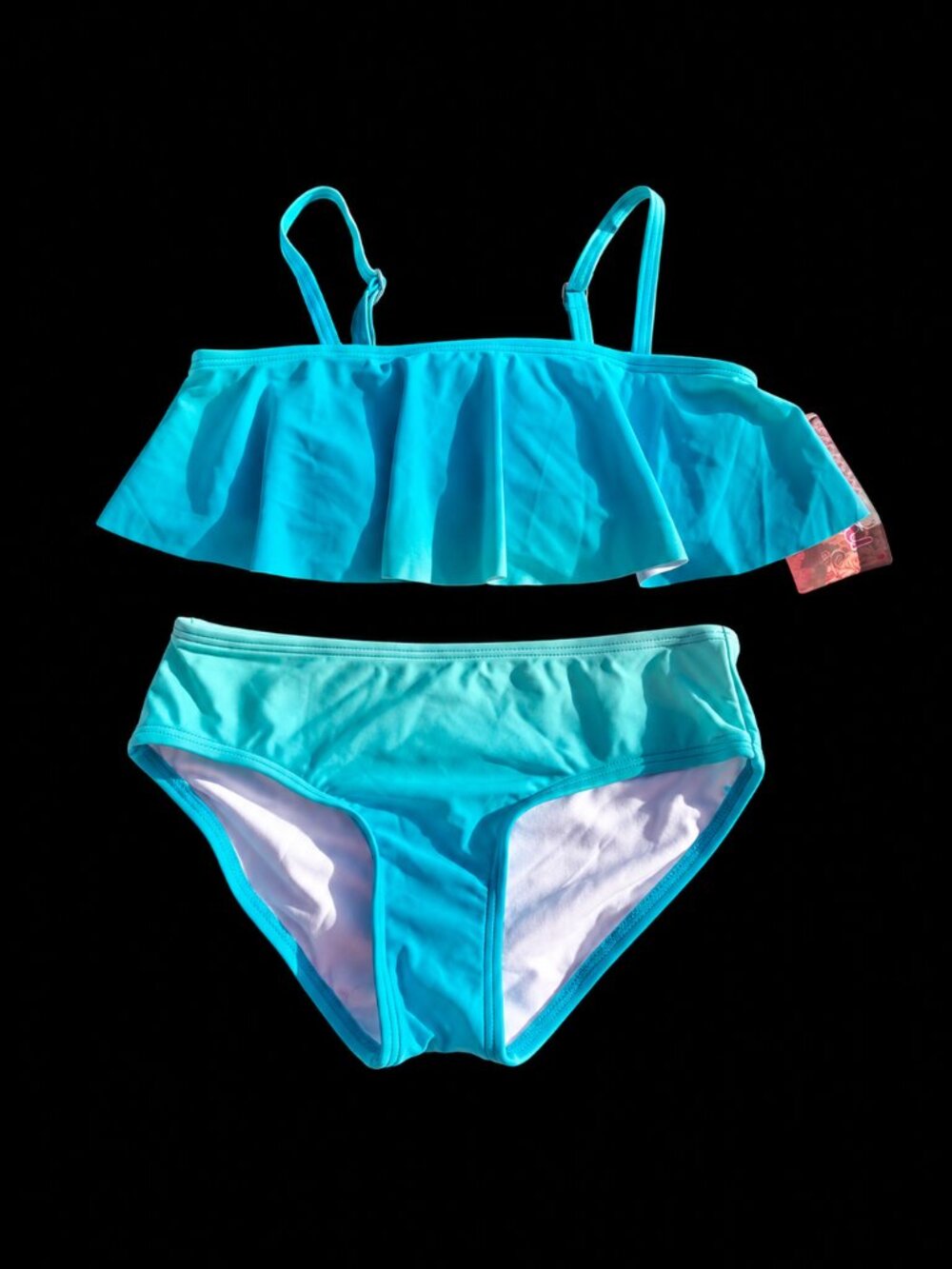 Girls Turquoise Ruffle Bikini Set, 12